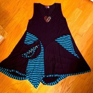 Inside Out Modal Sleeveless Asymmetric Hem Tunic Dress Art To Wear Zip Pocket S